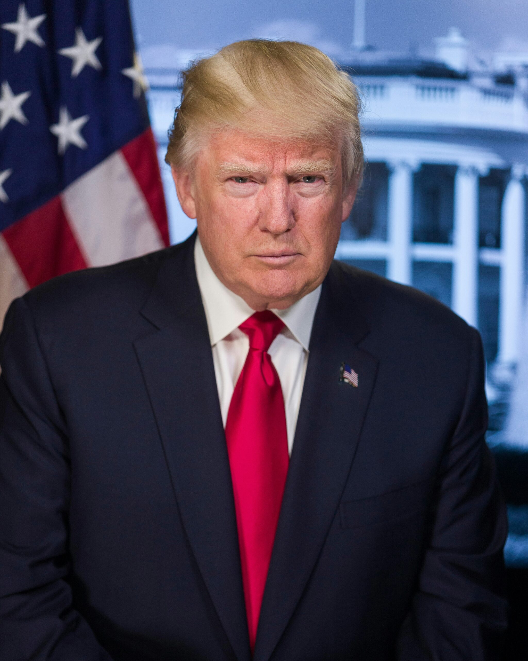 Donald Trump in front of the American flag